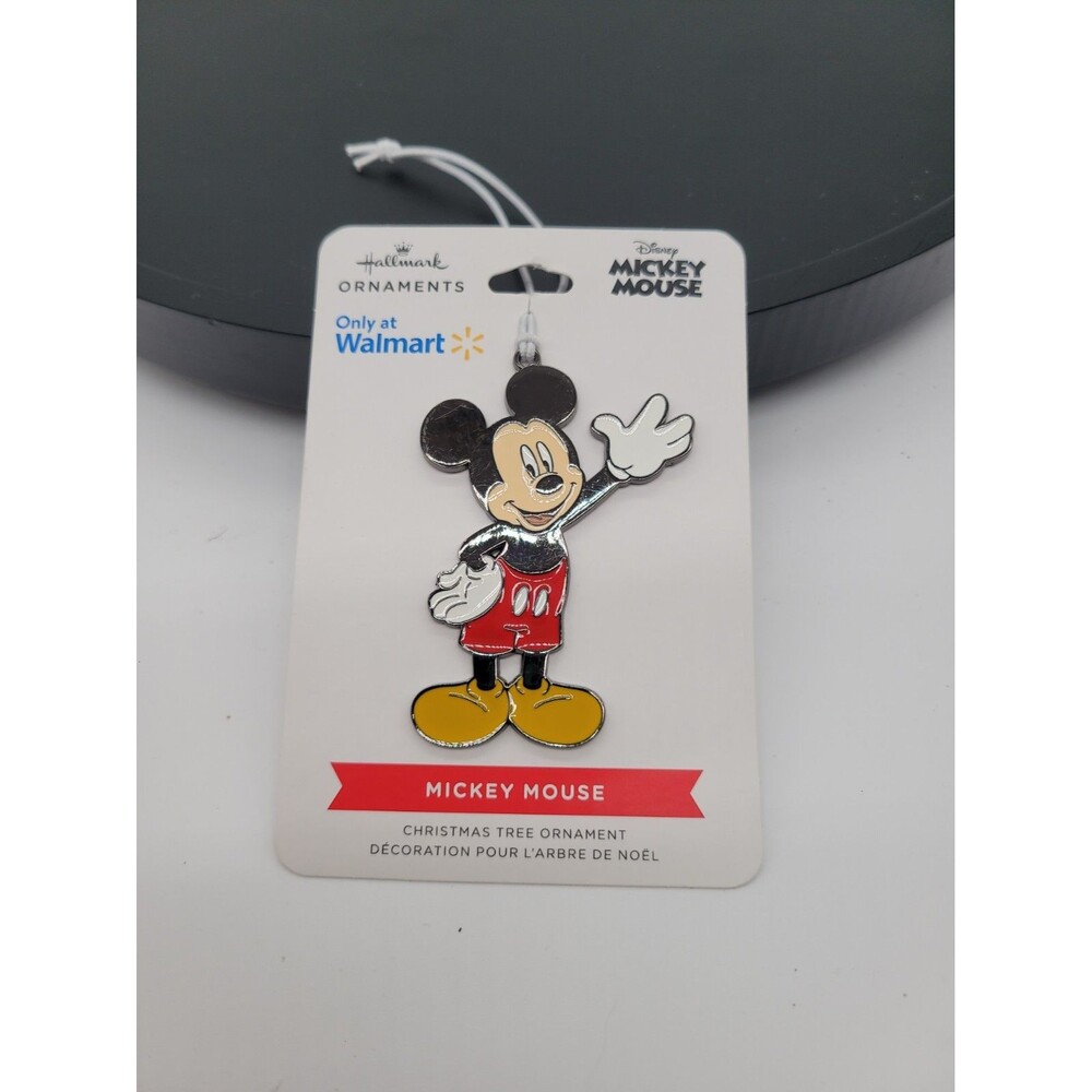 Hallmark Disney Mickey Mouse Christmas Tree Ornament Flat Metal Enamel Coated 3"